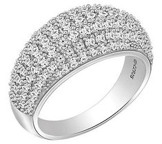 A flurry of cubic zirconia Diamonique simulated diamonds gives this pave band ring endless sparkle that dazzles in any light. Glamorous Diamond White Sparkling Diamond Ring, Glamorous Sparkling Diamond White Diamond Ring, Glamorous Diamond Ring, Glamorous Sparkling Round Diamond Ring, Glamorous Sparkling Diamond Ring, Glamorous Cubic Zirconia Rings With Pave Setting, Glamorous Round Diamond Ring With Sparkling Stones, White Diamond Ring With Sparkling Round Cut, White Sparkling Cubic Zirconia Rings