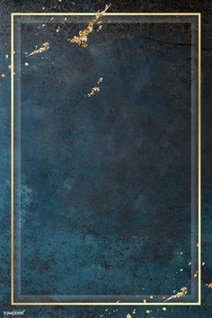 a blue and gold background with a square frame in the middle that is filled with gold flecks