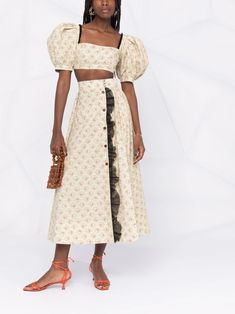 Ulyana Sergeenko floral-print Maxi Skirt - Farfetch Floral Print Maxi Skirt, Ulyana Sergeenko, City Dress, Printed Maxi Skirts, Floral Print Maxi, Dolce E Gabbana, Exclusive Fashion, Fashion Set, Skirt Fashion