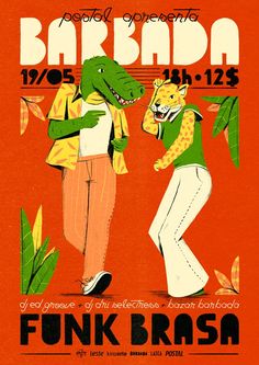 an advertisement for the band's concert featuring two men in colorful clothes and one is holding