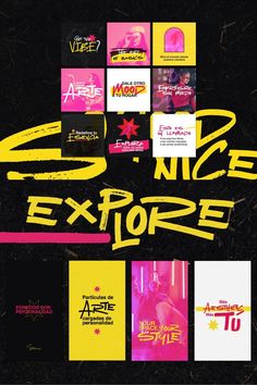 9 Instagram posts and 4 stories. Colorful and playful, uses yellow, pink, black and white as a color palette and bold handwritten typography. Social Media Campaign Design, Instagram Campaigns, Modern Graphic Art, Graph Design, Social Media Designs, Creative Flyers, Grafic Design, Instagram Feed Ideas