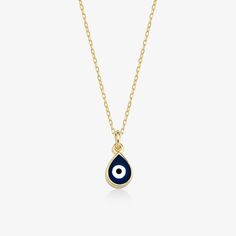 The most elegant type of protection against misfortune is evil eye jewelry. It's entirely up to you which piece of jewelry you'll choose. With meaningful jewelry, you may take your look to the next level. You'll have:- 14k solid gold handmade necklace - 100% US sourced jewelry Size - Material: 14k Solid Gold & Enamel Stone- Pendant Height: 6 mm- Pendant Width: 5 mm- Chain Style: Cable Chain- Chain Length: 18 inch You’ll get a certificate of authenticity with each piece. And your necklace will pa Gold Evil Eye Jewelry, Blue Evil Eye Necklace, Handmade Gold Necklace, Hamsa Necklace Gold, Eye Pendant Necklace, Evil Eye Necklace Gold, Gold Hamsa, Diamond Evil Eye, Evil Eye Earrings