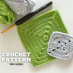 the crochet pattern is next to a ball of yarn