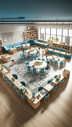 Arts And Crafts Room For Kids, Elementary School Classroom Design, Classroom Design Ideas Elementary, Daycare Center Layout, School Design Concept, Alternative Classroom Seating, Daycare Montessori, College Interior Design, Creative Classroom Ideas