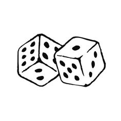 two dices that have been drawn in black and white on a white paper background