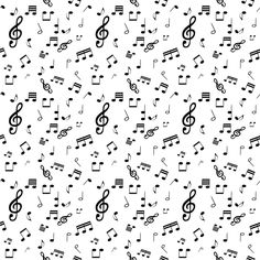 music notes and trebles on a white background seamless pattern stock photo - premium royalty