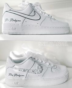 the nike air force is decorated with swaroons