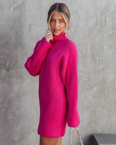 Solid Color Midi Sweater Dress For Winter, Long Solid Color Sweater Dress For Winter, Winter Long Sleeve Solid Color Sweater Dress, Solid Color Mini Sweater Dress For Winter, Stretch Long Sweater Dress, Trendy Stretch Sweater Dress Midi Length, Winter Mini Sweater Dress In Solid Color, Winter Solid Color Mini Sweater Dress, Fall Long Sleeve Solid Color Sweater Dress