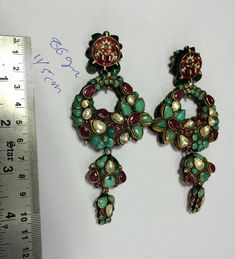 Vintage 18K Gold Polki Diamond and Multicolor Gemstone Earrings Dangles. Weight-86 grams, Size-11/5 cm. Heavy Temple Jewelry Danglers For Formal Occasions, Formal Temple Jewelry Danglers, Green Temple Jewelry Handset Earrings, Temple Jewelry Earrings For Anniversary And Festivals, Round Hand Set Fusion Danglers, Traditional Drop Earrings For Anniversary, Hand Set Round Fusion Danglers, Meenakari Earrings For Anniversary Festivals, Green Earrings For Anniversary And Festivals