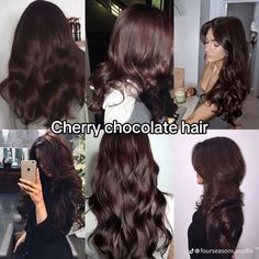 Aesthetic Hair Colour Ideas, Cherry Chocolate Brunette Hair, Types Of Red Hair, Cherry Chocolate Hair, Dark Red Brown Hair, Chocolate Cherry Hair Color, Cherry Brown