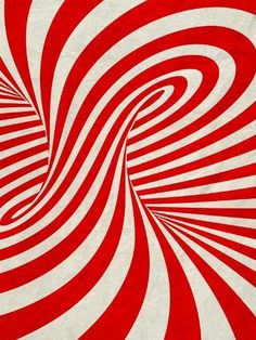 a red and white striped background with an abstract design in the center, as if it was made out of paper