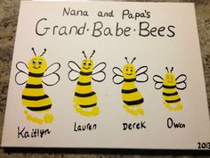 a sign with bees on it that says grandma and papa's grand - babe - bees