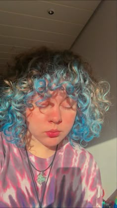 Colourful Curly Hair Ideas, Fun Colors To Dye Your Hair, Curly Hair Dye Ideas Pink, Under Hair Dye Curly, Curly Hair Bright Colors, Bright Dyed Curly Hair, Curly Hair Dyed Underneath, Alt Curly Hair Dye, Dyed Short Curly Hair