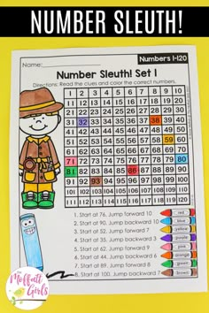 the number sleuth worksheet for numbers 1 - 20 with an image of a