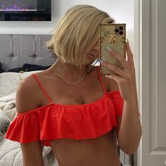 Off The Shoulder Adjustable Blood Orange / Red-Ish Color Brand Nw - Never Worn Still Has Tags Flirty Beach Tops, Flirty Beach Season Tops, Red Beach Tops For Beach Season, Trendy Summer Pool Tops, Red Summer Top For Poolside, Red Summer Tops For Poolside, Red Tops For Poolside Summer, Red Tops For Summer Poolside, Red Beachwear Tops For Poolside