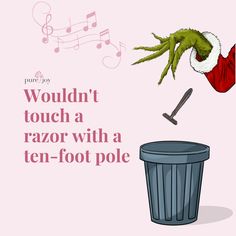 Even the Grinch wouldn't touch a razor with a ten-foot pole. 🎄 So why would you? 🤨 Book your next waxing appointment so you can be smooth for Christmas! 👆 Link in bio. . #waxing #wax #waxer #waxingstudio #purejoyskincarewaxstudio #joystiers #burlingtonwa #esthetician #skagitcounty #mountvernonwa #sedrowolleywa #skagitvalleyesthetician #burlingtonwaesthetician Body Waxing Pictures, Body Wax Aesthetic, Waxing Funny Humor Hair Removal, Waxing Humor, Christmas Esthetician, Waxing Aesthetic, Waxing Memes