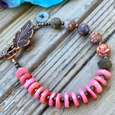 Bracelet Beautifully Handcrafted With Jasper, Heishi Shells & Genuine Copper Copper Toggle Closure Beautiful Waterproof Handmade Ankle Bracelets, Craft Booths, Penny Bracelet, Tassel Anklet, Stacked Beaded Bracelets, Charm Ideas, Earth Jewelry, Rustic Bracelet, Jasper Color