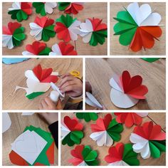 paper flowers are cut out and placed on the table to make them look like they have been