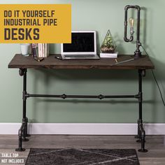 M Design Desk By PIPE DECOR - Pipe Decor Industrial Pipe Desk, Wall Mounted Clothing Rack, Industrial Style Desk, Metal Desk Legs, Pipe Desk, Pipe Table, Desk Styling, Design Desk, Home Office Table