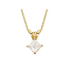 Featuring a princess-cut IGL certified diamond, this 18k gold pendant necklace exudes understated elegance. Add an illuminating touch to your look every time you wear this dazzling diamond necklace. Click on this JEWELRY & WATCHES GUIDE to learn about fit, styles, materials and more!PENDANT DETAILS Pendant length: 8 mm Chain length: 18 in. Clasp: lobster-claw Metal options: rhodium-plated 18k white gold, 18k gold DIAMOND DETAILS IGL certified Total weight: 1/2 ct. Cut: princess Color grade: D-F Beautiful Diamond Necklace, Solitaire Pendant Necklace, Solitaire Pendant, Understated Elegance, Diamond Pendant Necklace, Gold Pendant Necklace, 2 Carat, Gorgeous Necklaces, Silver Diamonds