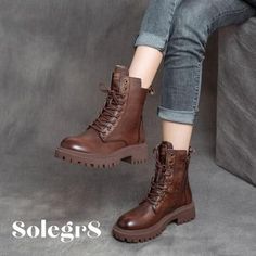 Leather Boots Chunky Sole Boots, Thick Heel Boots, High Quality Boots, Popular Boots, Elegant High Heels, Winter Ankle Boots, Martin Boots, Winter Shoes, Womens Boots Ankle