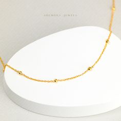 Dainty Jewelry. A perfect gift for birthday, anniversary, bridesmaids, graduation, friendship, sisters. ♡ Length is 15" + 3". Please allow 1" measuring error due to the nature of handmade. ♡ Available in thick 14k gold plated or rhodium plated over solid 925 sterling silver. ■ Gift box To reduce unnecessary packing and save trees, each order comes with one gift box only. If you wish to box each jewelry separately, be sure to request in the note to us. ■ Jewelry care tips ♡ Do not wear it while s Gift Beaded Necklace With Ball Chain, Adjustable Ball Chain Necklace As Gift, Adjustable Ball Chain Necklace For Gift, Dainty Ball Chain Necklaces As Gifts, Gift Clavicle Chain Beaded Necklace With Round Beads, Dainty Ball Chain Necklace For Gift, Adjustable Satellite Chain Necklace Gift, Adjustable Ball Chain Beaded Necklaces As Gift, Adjustable Beaded Necklaces With Ball Chain For Gifts