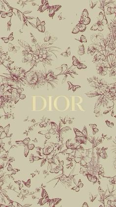 the front cover of dior's new book, with butterflies and flowers on it