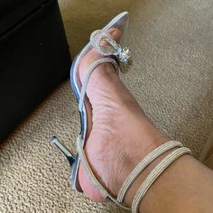 3 Inch Heels Clear Silver High Heels Crystal Bow On The Front Chic Silver Heels For Dinner, Elegant Silver Heels For Dinner, Heels Clear, Heels Bow, Silver High Heels, Clear Heels, 3 Inch Heels, Fashion High Heels, Shoes Women Heels