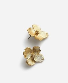 Flower Gold Jewelry, Senior Sunday, Gold Flower Earrings, Statement Stud Earrings, Madewell Jewelry, Gold Belt, Flower Stud Earrings, Wedding Fabric, Stacked Jewelry