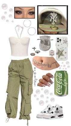 #pearls #green #outfitinspo #y2k #jordans #sneakers #aesthetic #vibes #greenaesthetic #fyp #fypshuffle Sage Green Y2k Outfits, Y2k Green Outfit, Sage Green Outfit Aesthetic, Y2k Jordans, Green Y2k Outfit, Yk2 Aesthetic, Pink Y2k Outfit, Yk2 Outfits, Sneakers Aesthetic