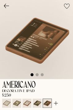 an image of a cell phone screen with the caption americano decorative ipad $ 350