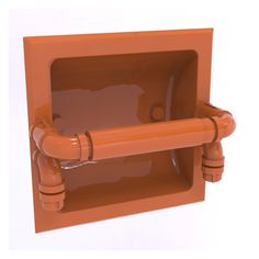 an orange toilet paper dispenser on a white background with clippings