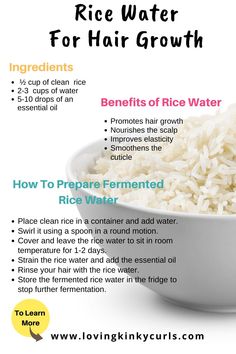 Rice Water For Hair Growth, Rice Water For Hair, Healthy Natural Hair Growth, Hair Growth Secrets, Hair Care Growth, Hair Growing Tips, Hair Remedies For Growth, Rice Water