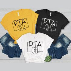 Get this PTO or PTA shirt to represent your hard work on a tshirt with your school color!  If you would like a specific color t-shirt but don't see it here, send me a quick message and I will see if I can find the perfect color for you. These Unisex t-shirts are perfect for both men and women, soft, lightweight and comfortable.  Please let me know in the "add your personalization" box whether you need PTO or PTA ..:Description:. Light weight, loose fit, soft material and high quality t-shirt. Sl Pta Squad Shirt, Pto Shirts Elementary Schools, School Spirit T-shirt With Letter Print And Crew Neck, School Spirit Crew Neck T-shirt With Letter Print, School Spirit T-shirt With Letter Print, School Spirit Crew T-shirt With Team Name, School Spirit Crew Neck T-shirt With Team Name, Pto Shirts, Pta Board