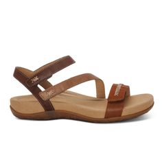 Aetrex Women's Gabby Adjustable Quarter Strap Sandal Cognac Feet Shoes, Outdoor Sandals, Foot Pain, Arch Support, Top Rated, Strap Sandals, Cognac, Sale Items, Memory Foam