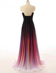 Strapless Pleated Gradient Ombre Long Chiffon Bridesmaid Dress - My Wedding Ideas Prom Dresses Backless, Formal Evening Dresses Long, Prom Dresses 2016, Strapless Prom Dresses, Backless Prom Dresses, Long Prom Dresses, Formal Gown, Dresses Backless, Stretch Satin