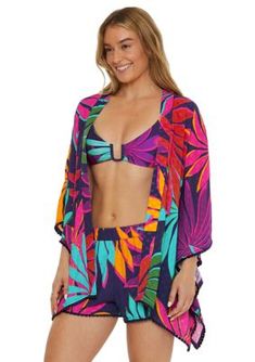 Enliven your swimwear assortment with this multicolored cover-up from Trina Turk. | Trina Turk Women's Wailea Open Front Tunic Swim Cover Up Spring Multicolor Swimwear For Beach Cover-up, Blue Bold Print Swimwear For Vacation, Blue Swimwear With Bold Print For Vacation, Tropical Swimwear With Vibrant Print For Beach, Bold Print Beachwear Swimwear For Vacation, Vibrant Print Swimwear For Beach Season, Multicolor Beachwear Cover-up For Poolside, Bold Print Swimwear For Vacation Beachwear, Bold Print Swimwear For Vacation