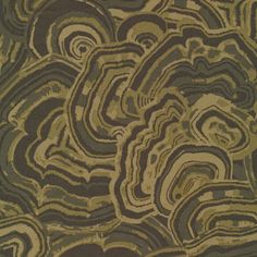 an abstract pattern made up of wavy lines and curves in shades of green, brown, beige and black