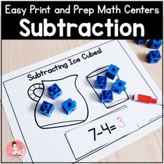 subtracting ice cubes worksheet to help students learn how to use them