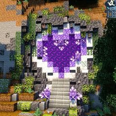 Amethyst Build Minecraft, Heart Shaped Nether Portal Minecraft, Heart Portal Minecraft, Celestial Minecraft Builds, Amethyst Builds Minecraft, Heart Nether Portal, Amethyst Minecraft Builds, Amethyst House Minecraft, Crystal Minecraft