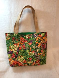 "What a really cute bag! Great for the farmers market or a day of shopping. Reusable and washable. 👍 - check out reallycutebags.Etsy.com for more bags! Measurements: 19\" x 14\" x 5\" Exterior pocket 8\" x 8\" Nylon shoulder straps 1.5\" x 26.5\" Super comfy to carry. Such a fun way to have your vegetables! Handmade by me in my sewing room." Eco-friendly Green Grocery Bags, Reusable Grocery Tote Canvas Bag, Reusable Tote Canvas Bag For Groceries, Green Reusable Grocery Bags, Eco-friendly Tote Bags For Grocery Shopping, Organic Tote Bag For Everyday, Eco-friendly Tote Bags For Grocery, Fun Green Everyday Bags, Reusable Tote Bags For Grocery Shopping