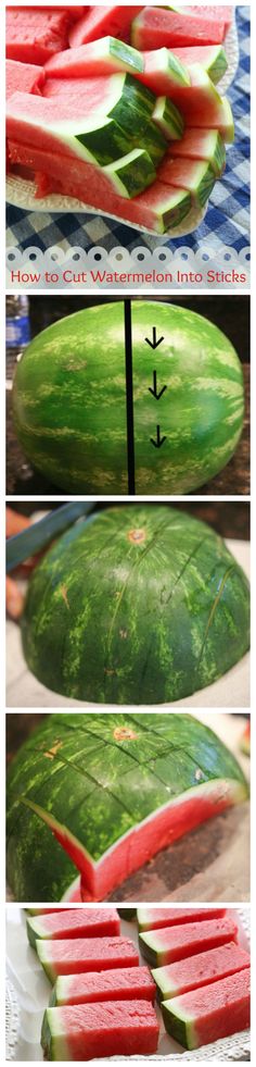 the process of making watermelon boats is shown