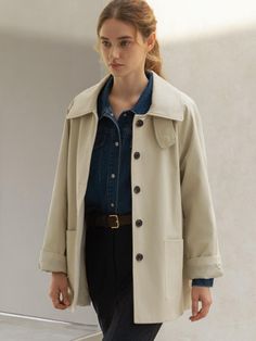 Color : BEIGE_FREECountry of Origin : CHINA Clothing Aesthetics, Trench Coat Beige, Chic Outfits Classy, Outfits Classy, Fall 24, W Concept, Chic Outfits, Designer Fashion, Daily Wear