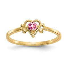 14K Pink Tourmaline Birthstone Heart Ring - Seattle Gold Grillz 10 October, October Birthstone Jewelry, Heart Band, October Birthstone Rings, Average Weight, Tourmaline Stone, Gold Polish, Pink Stone, Fine Jewelry Gift