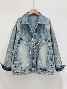 This Embroidered Flares Washed Retro Blue Loose Denim Jacket adds a touch of retro appeal to any outfit. The embroidered flares bring a unique and stylish element, while the washed denim gives it a relaxed and casual feel. - Color: Blue- Style: Jacket - Sleeve Length: Long Sleeve- Fabric: Denim, Polyester- Closure Type: Buttons - Details: Embellishments- Gender: Women- Size: One SizeSuggested weight within 75KG Embellished Medium Wash Denim Jacket For Fall, Spring Denim Embellished Outerwear, Spring Embellished Denim Outerwear, Embellished Medium Wash Denim Jacket For Spring, Spring Embellished Medium Wash Denim Jacket, Embellished Blue Denim Jacket For Spring, Spring Embellished Blue Denim Jacket, Embellished Medium Wash Denim Jacket, Embellished Long Sleeve Denim Outerwear