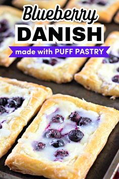 Homemade Blueberry Danishes with Puff Pastry - Finding Time To Fly Homemade Danish Recipe, Homemade Danish, Blueberry Danish, Easy Puff Pastry Recipe, Puff Pastry Recipes Dessert, Homemade Icing, Cheese Danish Recipe, Pastries Recipes Dessert, Danish Recipe