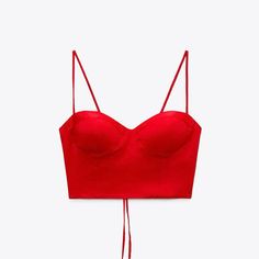 Love This One!! So Fun And Sexy Satin Bustier, Zara Tops, Zara, Satin, Crop Tops, Womens Tops, Red, Women Shopping, Color