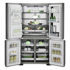 an open refrigerator with its doors wide open