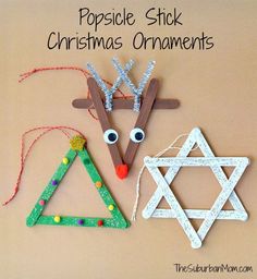 popsicle stick christmas ornament craft for kids to make with the star of david