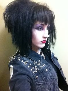 Goth subculture
Trad Goth hair and makeup
Goth fashion
Jacket with spikes Goth Bats Nest Hair, Bats Nest Hair, Real Goth, Goth Pics, Bird Nest Hair, Dead Roses